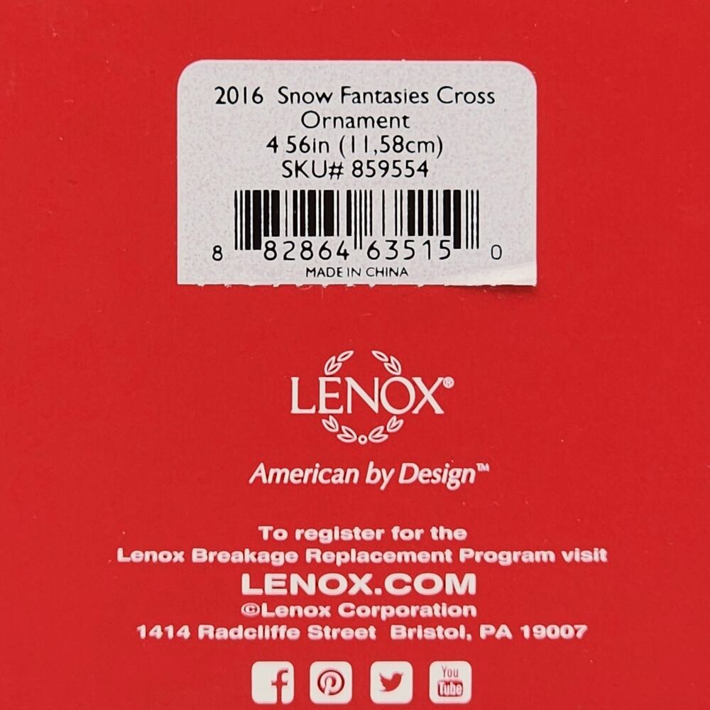 Lenox 2016 Snow Fantasies Cross Christmas Ornament w Box 859554 Excellent Cond - Picture 6 of 8